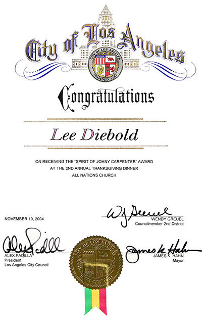 Lee Diebold's 'Spirit of Johnny Carpenter' award