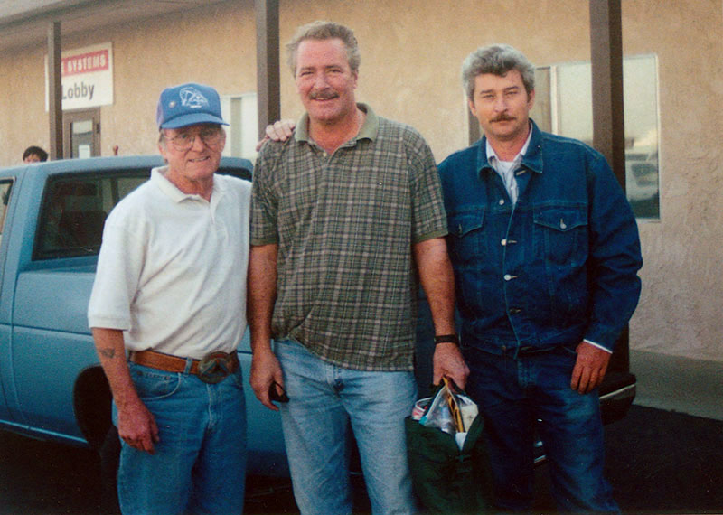 Lee Diebold (left) with Lee Horsley (center) and Peter Portious Stuntman (right) in the thriller 'Dis Membered'