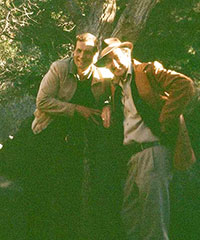 Lucky and his friend of 40 years, Douglas Dunning, on location