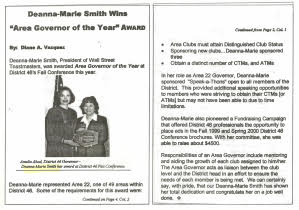 Area Governor of the Year Award